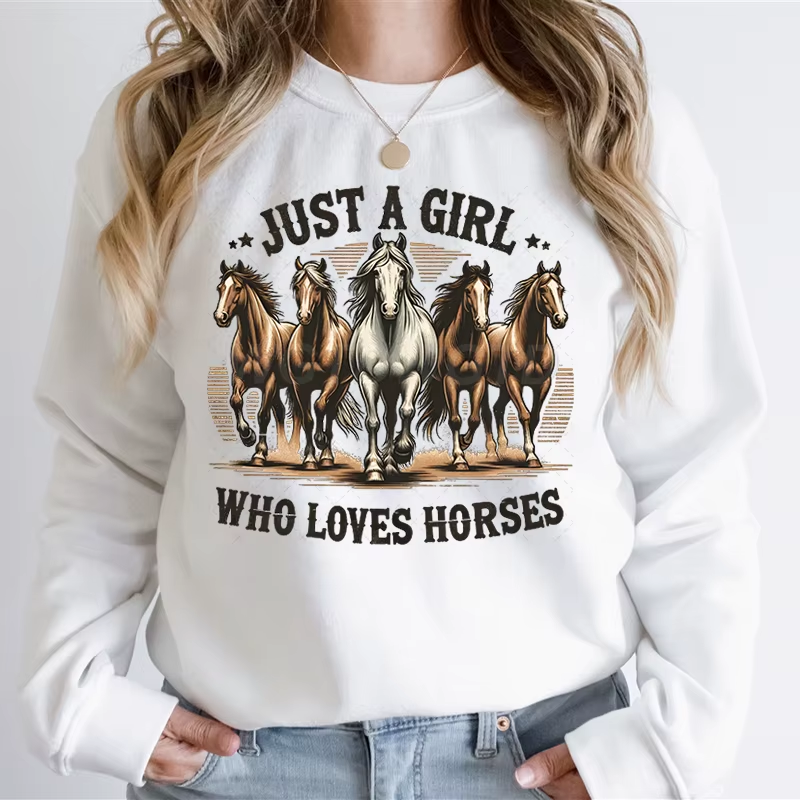 Moletom Feminino c/ Estampa de Cavalos