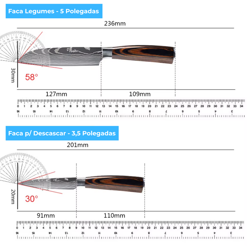 Conjunto de Facas Profissional - 8 peças