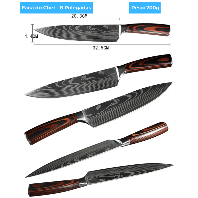 Conjunto de Facas Profissional - 8 peças