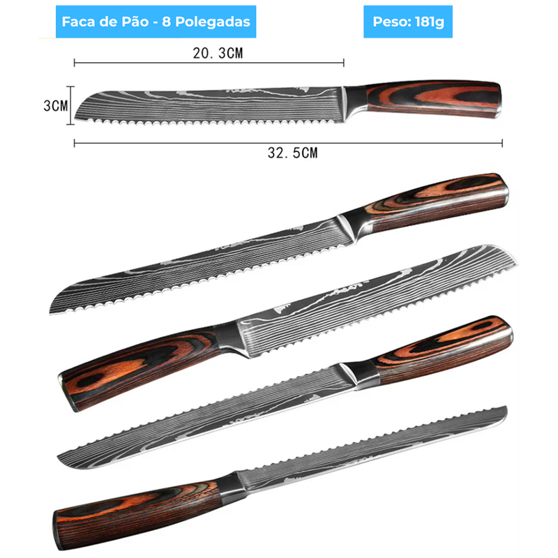 Conjunto de Facas Profissional - 8 peças