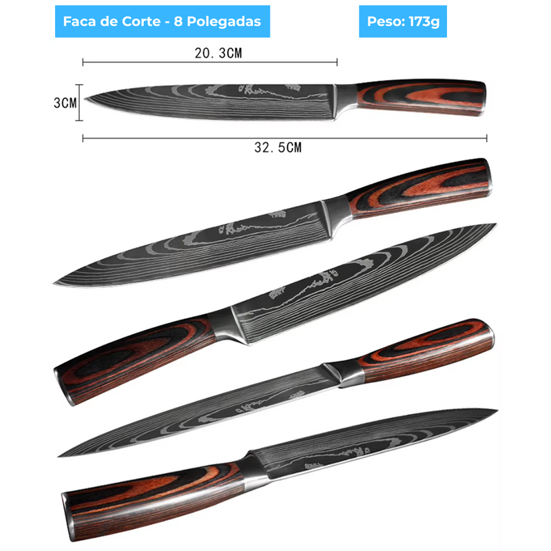Conjunto de Facas Profissional - 8 peças
