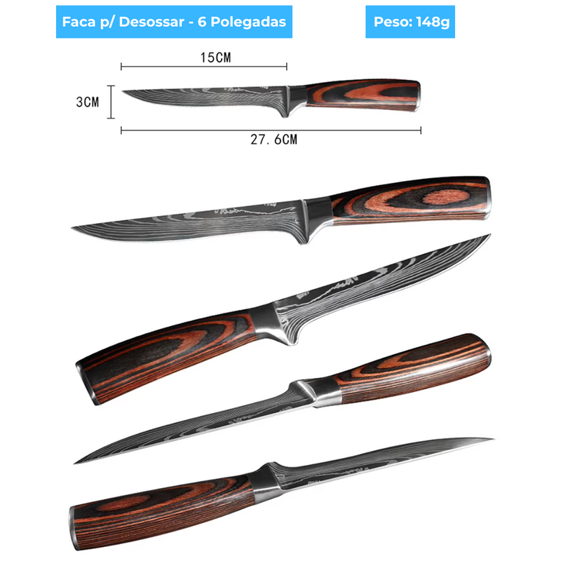Conjunto de Facas Profissional - 8 peças