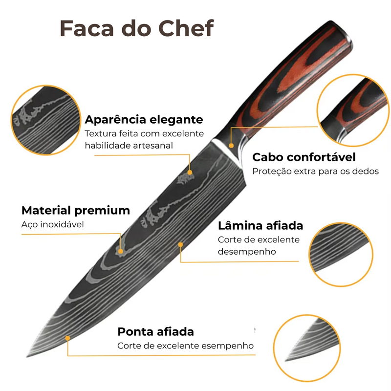 Conjunto de Facas Profissional - 8 peças