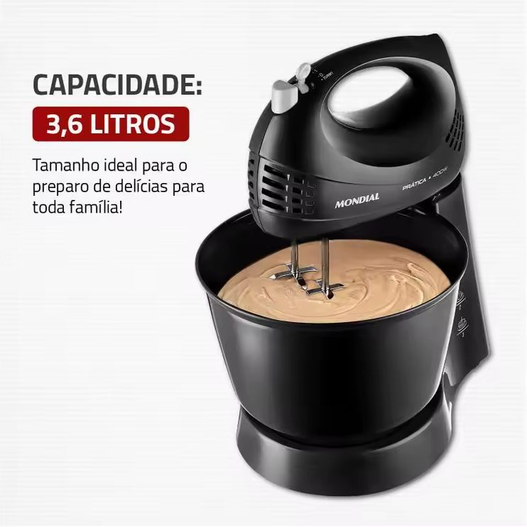 Batedeira Mondial Prática 400W 3 Velocidades + Função Turbo