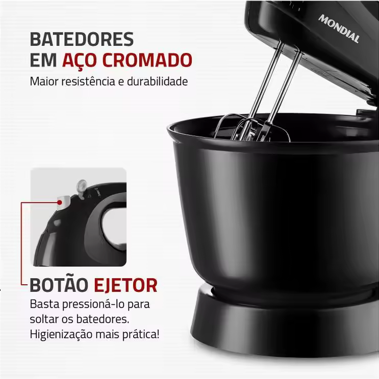 Batedeira Mondial Prática 400W 3 Velocidades + Função Turbo
