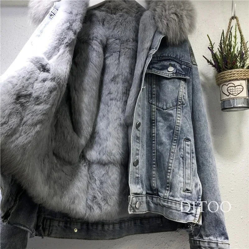 Casaco Jeans c/ Forro de Pelúcia