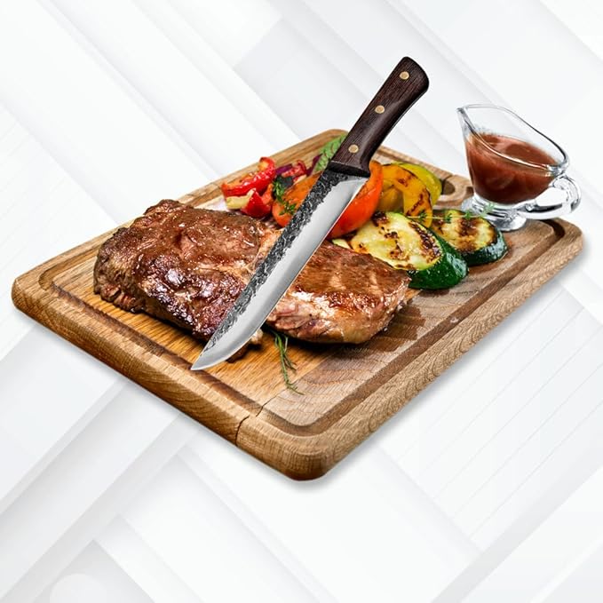 Faca Artesanal para Churrasco com Cabo em Madeira Premium e Bainha de Couro