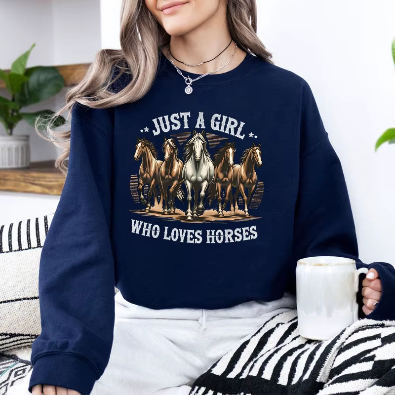 Moletom Feminino c/ Estampa de Cavalos