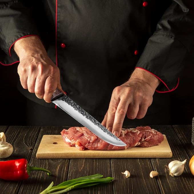 Faca Artesanal para Churrasco com Cabo em Madeira Premium e Bainha de Couro