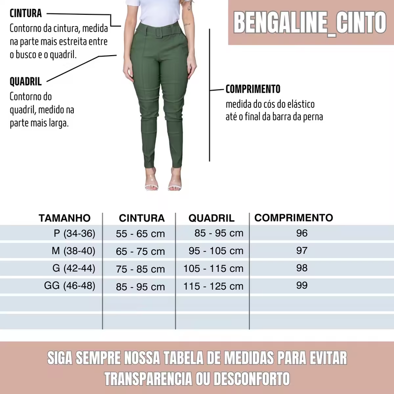 Calça de Bengaline Modeladora c/ Cinto