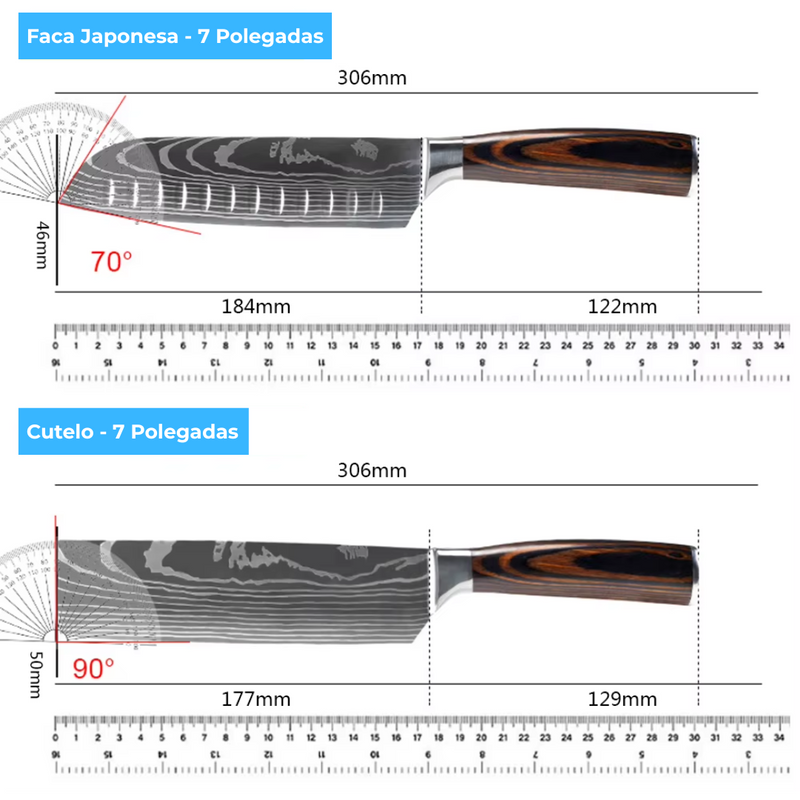 Conjunto de Facas Profissional - 8 peças