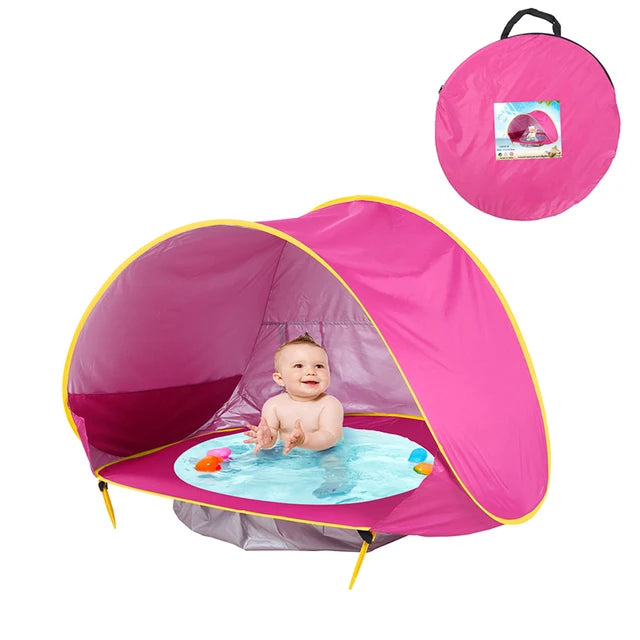 Tienda de campaña para bebés con piscina y protección UV