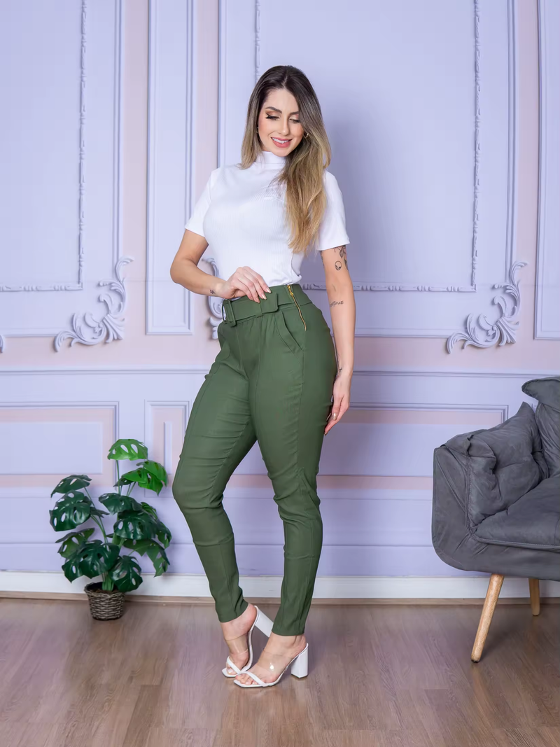 Calça de Bengaline Modeladora c/ Cinto