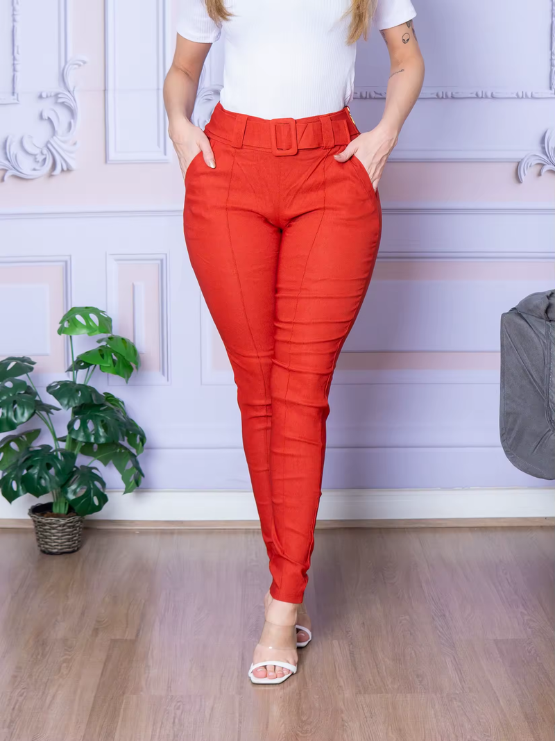 Calça de Bengaline Modeladora c/ Cinto